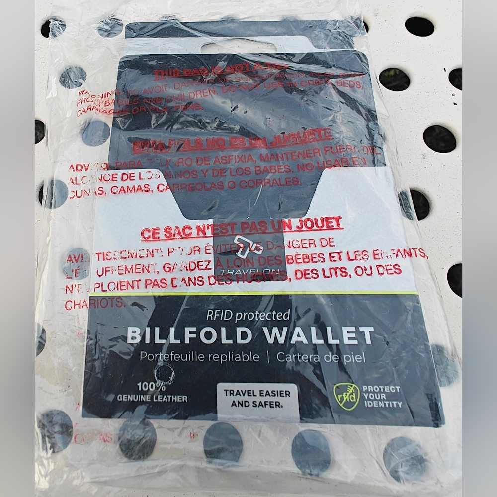 Black RFID Protected Billfold Wallet New In Plastic Travel Easier And Safer